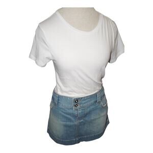 American Eagle Vintage Denim Mini Skirt Floral Interior Medium Wash Size 8